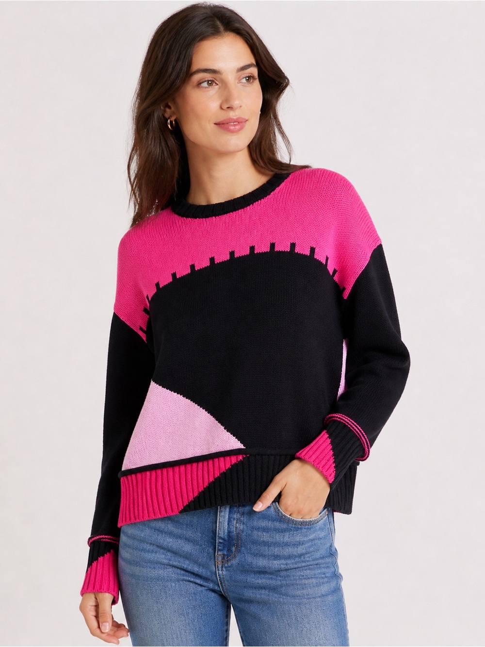 Zaket & Plover Colorblock Sweater XS  100% Cotton Cropped Knit
